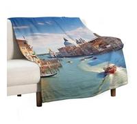 Grand Canal in Italy Soft Throw Blanket for Couch Lightweight Flannel Blanket for Sofa Couch Throw Bed Warm Cozy Decorative Blankets Fall Winter Decor 60"x80"