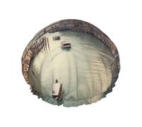 Grand Canal Print Shower Cap for Women Men, Reusable Double-Layer Fabric Bathing Cap Girls Hair Caps