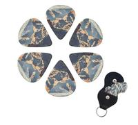 Grand Canyon Arizona Guitar Picks 6 Pack, 0.46mm Thickness Celluloid Bass Pick with Leather Guitar Pick Holder Keychain Abstract Art Pics Plectrum for Acoustic Electric Guitar, Ukulele, Bass