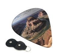 Grand Canyon Arizona Guitar Picks 6 Pack with Leather Guitar Pick Holder Keychain, Plectrum Key Fob Cases Bag, Abstract Art Plectrum for Acoustic Electric Guitar, Ukulele 0.71mm