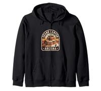 Grand Canyon Arizona Retro Badge Design with Desert Plateau Zip Hoodie
