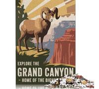 Grand Canyon Bighorn Sheep Travel Poster Puzzle Unique Home Decor 100% Recycled Cardboard Jigsaw Puzzle for Boy Or Girl 500pcs (52x38cm)