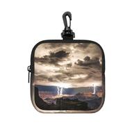 Grand Canyon Dark Cloud Square Zipper Pouch with All-Over Print,Waterproof Rubber-Fabric, Lightweight Durable Small Organizer Bag for Coins, Cards, Keys