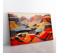Grand Canyon Geometric No.2 Canvas Print for Living Room Bedroom Home Office Décor, Wall Art Picture Ready to Hang, 76x50 cm (30x20 Inch)