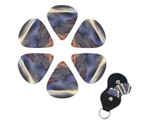 Grand Canyon Guitar Picks 6 Pack, 0.96mm Thickness Celluloid Bass Pick with Leather Guitar Pick Holder Keychain Abstract Art Pics Plectrum for Acoustic Electric Guitar, Ukulele, Bass