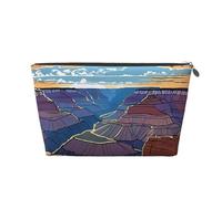 (Grand Canyon) Leather Travel Toiletry Bag with Zipper,Cosmetic Bags for Women,Small Make Up Bag for Purse,Portable Travel Cosmetic Bag Gift Bag for Women Girls Lady, Grand Canyon, One Size