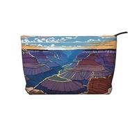 Grand Canyon Leather Travel Toiletry Bag with Zipper,Cosmetic Bags for Women,Small Make Up Bag for Purse,Portable Travel Cosmetic Bag Gift Bag for Women Girls Lady