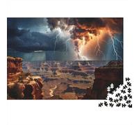 Grand Canyon Lightning Storm 1000-Piece Puzzle for Adults, 38x26cm/1000pcs, Low-dust White Cardboard Pieces; A Birthday Gift Idea for Puzzle Lovers