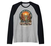 Grand Canyon National Park Arizona Vintage Retro Sunset Badg Raglan Baseball Tee