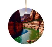 Grand Canyon Print Round Flat Hanging Ornaments for Christmas Winter New Year Party Hanging Decorations