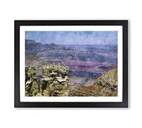 Grand Canyon River View Painting Modern Art Framed Print | A3 Black Framed Wall Art | Ready to Hang | Modern Landscape Picture | Living Room Bedroom Lounge Office