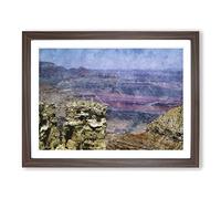 Grand Canyon River View Painting Modern Art Framed Print | A3 Walnut Framed Wall Art | Ready to Hang | Modern Landscape Picture | Living Room Bedroom Lounge Office