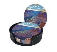 (Grand Canyon) Round Drink Coasters Set of 6 with Storage Box Decorative Cup Coasters for Coffee Bar Home Office Decor