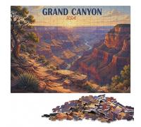 Grand Canyon Travel Poster Wooden Puzzle for Adults, Hobby, 300 Pieces | Visual matching and sorting: an activity that can be paused and resumed alone or together.