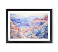 Grand Canyon Watercolour Framed Print | A2 Black Framed Wall Art | Ready to Hang | Modern Historical Picture | Living Room Bedroom Lounge Office