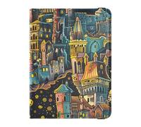 Grand Castle in Medieval Style Leather Passport and Vaccine Card Wallet Combo Passport Cover Badge ID Vaccine Card Holder Wallet Ultra Slim, Grand Castle in medieval style, One Size