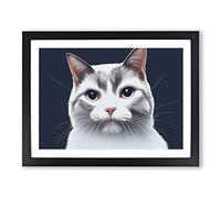 Grand Cat Framed Print | A3 Black Framed Wall Art | Ready to Hang | Modern Animal Picture | Living Room Bedroom Lounge Office