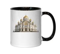 Grand Cathedral with Golden Domes Ceramic Tea Coffee Mug Black