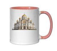Grand Cathedral with Golden Domes Ceramic Tea Coffee Mug Pink