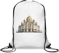 Grand Cathedral with Golden Domes Gym Sack Casual Drawstring Bag White