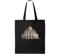 Grand Cathedral with Golden Domes Natural Ecological Cotton Tote Bag Black