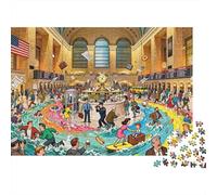 Grand Central Station Clock Rush Wooden Jigsaw Puzzle Waterproof 1000 Piece Puzzles for Adults Gifts Colourful Challenging Games