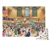 Grand Central Station Clock Rush Wooden Jigsaw Puzzle Waterproof 1000 Piece Puzzles for Adults Gifts Colourful Challenging Games