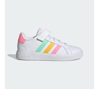 adidas Grand Court Elastic Lace and Top Strap Shoes Tennis, Cloud White/Pulse Mint/Beam Pink, 10.5 UK