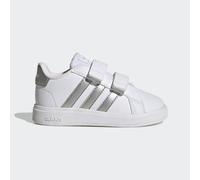 adidas Grand Court Lifestyle Hook and Loop Shoes Tennis, White/Matte Silver/Matte Silver, 6 UK Child
