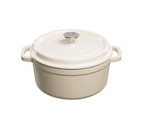 GRAND FEU Enameled Cast Iron Pot - 4.7L Stylish Saucepan - Minimalist Design with Lid (White)