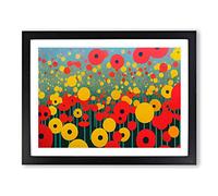 Grand Flower Market Abstract Framed Print | A2 Black Framed Wall Art | Ready to Hang | Abstract Floral Picture | Living Room Bedroom Lounge Office