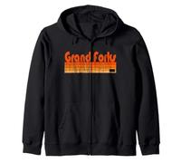 Grand Forks, North Dakota Retro 80s Style Zip Hoodie