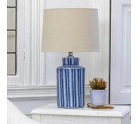 Grand Illusions Lamp Serrato Cerulean with Taupe Shade