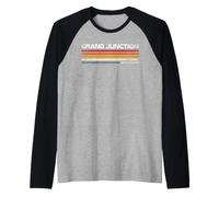 Grand Junction Colorado Retro Stripes Vintage City Design Raglan Baseball Tee
