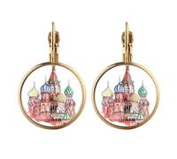 Grand Kremlin in Moscow Russia Gold Clip On Drop Earrings Non Piercing Dangle Jewelry