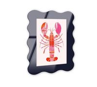 Grand Lobster's Tale II Retro Coastal Decor Art - Navy Rounded Acrylic Wall Frame, 16x24 - Sculptural Dimensional Wall Art - Modern Decor by NOTORIART