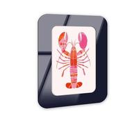 Grand Lobster's Tale II Retro Coastal Decor Art - Navy Wavy Acrylic Wall Frame, 10x15 - Sculptural Dimensional Wall Art - Modern Decor by NOTORIART