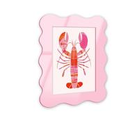 Grand Lobster's Tale II Retro Coastal Decor Art - Pink Curvy Acrylic Wall Frame, 16x24 - Sculptural Dimensional Wall Art - Modern Decor by NOTORIART