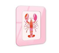 Grand Lobster's Tale II Retro Coastal Decor Art - Pink Rounded Acrylic Wall Frame, 10x15 - Sculptural Dimensional Wall Art - Modern Decor by NOTORIART