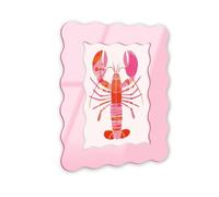Grand Lobster's Tale II Retro Coastal Decor Art - Pink Wavy Acrylic Wall Frame, 16x24 - Sculptural Dimensional Wall Art - Modern Decor by NOTORIART