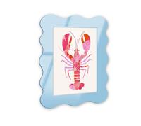 Grand Lobster's Tale III Retro Coastal Decor Art - Light Blue Wavy Acrylic Wall Frame, 16x24 - Sculptural Dimensional Wall Art - Modern Decor by NOTORIART