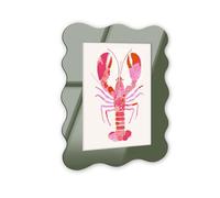 Grand Lobster's Tale III Retro Coastal Decor Art - Olive Curvy Acrylic Wall Frame, 10x15 - Sculptural Dimensional Wall Art - Modern Decor by NOTORIART