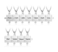 Grand Made Personalised Puzzle Name Necklace 1/2/3/4/5/6/7/8/9/10/11/12/13 Pieces Free Engraved Matching Puzzles Pendant Customised Jewelry Gift for Couples Best Friends Family