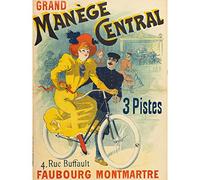 Grand Manege Central Cycles Paris Vintage Werbung großer Wandkunstdruck Leinwand Premium Wandbild