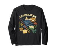 Grand Marais Fishing Lake Day Nature Cottagecore Art Long Sleeve T-Shirt