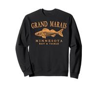 Grand Marais Minnesota Walleye Lake Fishing Orange Letters Sweatshirt