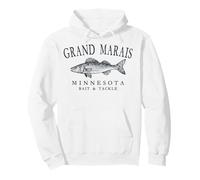 Grand Marais Minnesota Walleye Lake Fishing Town Slate Art Pullover Hoodie