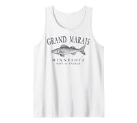 Grand Marais Minnesota Walleye Lake Fishing Town Slate Art Tank Top