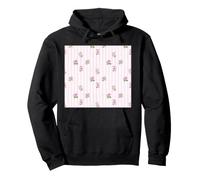 Grand Millennial Pink Striped Floral Pattern Pullover Hoodie