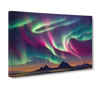 Grand Northern Lights Canvas Print | Gallery Wrapped 30mm Frame Wall Art | 30x20 inches | Ready to Hang | Contemporary Picture | Living Room Bedroom Lounge Office